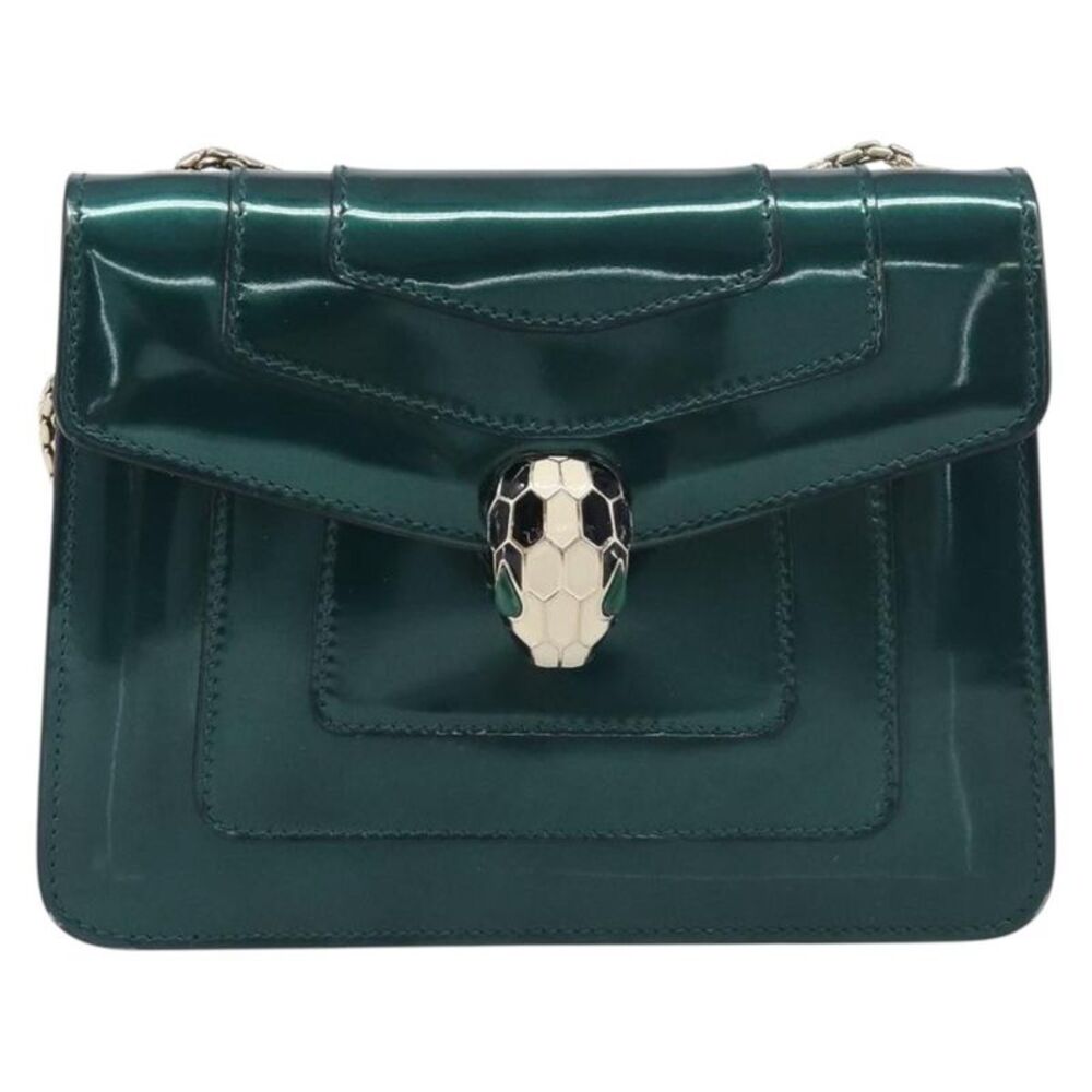 Bvlgari Serpenti Forever Patent Green Patent_Leather Shoulder Bag Bag